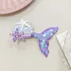 Nuevo Pasador de Sirena con Lentejuelas de Princesa Lindo Pasador de Cola de Pez para Niños Clip Lateral para Flequillo Tocado de Estrella de Mar y Concha