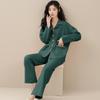 Pijama de algodón para mujer Otoño Nuevo solapa manga larga ropa de casa cómoda talla grande traje de ropa de casa ropa exterior pijama de algodón