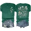 Comércio Exterior E-commerce Transfronteiriço Estação Independente Amazon Amazon Dia do Professor Novo Estampa Floral Colorida Algodão Camiseta Feminina
