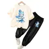 Traje de niño Verano 2025 Nuevo Ao Bing Ropa para niños Ropa de bebé Niñas Moda Nacional Algodón Puro Manga Corta Ropa de Verano
