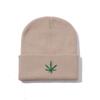 Gorro de punto con bordado de hojas verdes transfronterizo para hombre y mujer, gorro de lana de moda para otoño e invierno, gorro cálido para exteriores