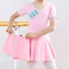 Disfraces de Danza para Niños con Botones, Vestido de Ballet para Niñas, Atuendo de Performance Étnico, Atuendo de Práctica, Conjunto de Dos Piezas Estilo Étnico con Lazo