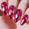 Uñas Postizas Brillantes de Metal Galvanizado Iridiscente con Forma de Rombo Multifacético Estéreo 3D Moda Europea y Americana Redondas Almendra Rosas