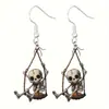 Aretes con Diseños de Gatos Lindos y Aterradores, Aretes Acrílicos de Momia con Patrón de Dibujos Animados Transfronterizos de Halloween