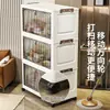 Armário de armazenamento transparente doméstico de 38/48 de largura para lanches, brinquedos e itens diversos; dobrável e móvel com design de tampa basculante
