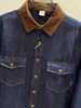 ¡Elegante camisa americana de bloques de color con cuello! Moda masculina de otoño retro versátil estilo granja camisa chaqueta de mezclilla de manga larga
