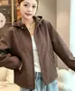 Jaqueta curta feminina com capuz 2026 outono novo estilo coreano solta modeladora manga longa corta-vento casual versátil jaqueta da moda