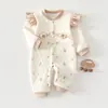 Macacão de bebê para outono e inverno, roupa acolchoada e quente para recém-nascidos, macacão espesso, bebê 100% algodão, macacão Classe A