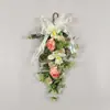 Guirlanda de Flores Artificiais Transfronteiriça para Primavera e Verão, Lírio e Camélia Simulados, Decoração de Batente de Porta de Casa, Arranjo de Casamento, Pendente de Parede, Decoração de Árvore de Cabeça para Baixo