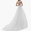 Vestido de Novia de Comercio Exterior con Escote en V, Encaje, Sin Mangas, Corte Sirena, Cintura Ajustada y Falda Amplia, Vestido Principal para la Novia, Una Pieza al por Mayor
