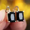 Pendientes de Piedra Preciosa Rectangular Multicolor Rongxing Transfronterizos, Montura de Cuatro Garras, Diseño Simple, Pendientes para Mujer para Mercados Internacionales