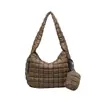 Bolsa de Nube Plegada al por Mayor Transfronteriza para Mujer Bolso de Hombro Cruzado Tire Doble Lateral Gran Capacidad Bolsa para Axila de Algodón Plumas
