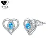 Pendientes de Plata de Ley S925 con Pasador Bañado en Oro Real, Forma de Corazón con Circonita para Mujer, Pendientes de Moda de Lujo Ligero con Circonitas Que No Se Desvanecen