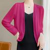 Chaqueta corta tipo cárdigan con protector solar para mujer, abrigo de gasa fina de color liso, abrigo suelto con protección solar y chal para verano.