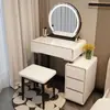 Penteadeira nova de placa de rocha 2026, cor creme para quarto, design mini, moderno e minimalista, com armário de armazenamento integrado