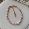 Collar de perlas de agua dulce de cristal rosa con temperamento femenino, popular en Internet, nicho de dopamina, nuevo collar de clavícula de estilo chino.