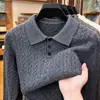 Suéter Jacquard Espesso Lavável à Máquina Anti-Pilling Masculino 2026 Outono/Inverno Nova Chegada Gola Lapela Manga Longa Suéter Quente Masculino
