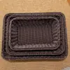 Cesta rectangular para pan de ratán no imitativo, cesta de almacenamiento de ratán, cesta de frutas para supermercado, cesta de almacenamiento tejida de ratán