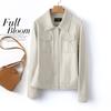 Chaqueta Corta para Mujer con Cuello Solapa, Blanco Crudo, Estilo Coreano, Talla Petite, Nuevo Modelo 2024 Chaqueta de Piel para Mujer