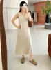 Vestido largo de punto en capas para mujer talla grande con camisola interior, vestido tipo tank suelto otoño 2026 para mujeres con curvas