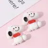 Serie de dibujos animados de perro blanco alegre y lindo con cara brillante, accesorios de resina para hacer tú mismo, pegamento en crema, funda para teléfono móvil, horquilla, pegatina para taza de agua