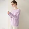Suéter 100% Cachemir Puro para Mujer, Tejido de Punto Cuello Redondo, Listo para Usar, Suéter Base de Punto, Cálido, Suave, Corte Holgado, Capa Interior