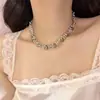 Diseño de Nicho Metal Bola Cristal Gris Perlas Collar Mujer Elegante Exagerado Estilo Frío Cadena Corta Cuello Clavícula