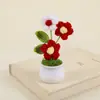 Ramo tejido a mano producto terminado, maceta tipo puff, decoración del hogar, flores artificiales tejidas, ganchillo de hilo, regalo para el Día del Maestro
