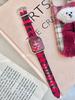 Plaid de Colores Navideños con Correa de Cuero de Lana Adecuado para Apple Watch Iwatch12 Generación 11/10Ultra