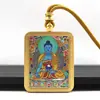 Tangka de Acero de Titanio Dorado Pintado a Mano Parcial, Tara Verde, Tara Blanca, Buda de la Medicina Tangka, Amuleto de Buda Portátil, Productos Culturales y Creativos de Templos