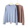 100% Lã Cashmere Pura Fio Fancy de Três Fios Calibre A Gola Redonda Raglã Novo Solto Quente Manga Longa Malha Camada Base Suéter
