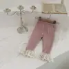 INS Outono/Inverno Infantil Pé Boca Chifre Renda Fina Pit Calças Bebê Menina Princesa Saindo Leggings