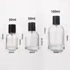 Frasco de Vidro para Perfume com Cabeça de Bomba Spray 30ml 50ml 100ml Vidro Transparente de Fundo Grosso com Tampa de Encaixe Frasco Vazio