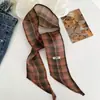Bufanda Pequeña de Lino a Cuadros Moda Retro Coreana para Mujer 2026 Nueva Versátil Elegante Decoración de Bufanda para Cuello