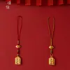 Tienda de oro con señal de ping an de arena dorada, cordón para teléfono móvil, colgante de cadena corta exquisita para teléfono móvil, este año de vida para garantizar la paz