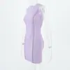 Vestido de Verão Y2K Moda Suave Slim Fit Abraça o Quadril, Elegante Cor Sólida Casual Gola Redonda Sem Mangas Curto