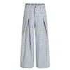 Pantalones de cuadros tridimensionales plisados estilo retro americano old money de pierna ancha para hombres y mujeres, pantalones casuales rectos holgados y relajados