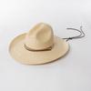 Chapéu de cowboy de aba grande com aba larga, chapéu de palha protetor solar para áreas externas, primavera e verão, novo, tecido à mão, folha de palmeira, cano alto, lateral deformado