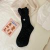 Otoño e Invierno Calcetines de Pila estilo Japonés Bordado de Hilaza de Lunares Forma de Corazón Color Sólido Combinan con Todo Estilo Ins Calcetines de Lana hasta Media Pantorrilla al por Mayor