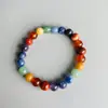 Pulseira Elástica de Cristal Natural Pedra Bruta Colorida Contas Redondas 8mm Estilo Coreano da Moda Casal Melhor Amigo Pulseira do Mesmo Estilo Atacado