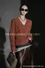Nuevo Suéter de Cachemira con Cuello en V de Otoño e Invierno Cardigan Chaqueta de Manga Larga Holgada Efecto Adelgazante Suéter de Punto de Color Puro para Mujer