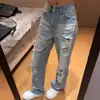Jeans Rotos Estilo Americano para Mujer Verano Delgados Talla Grande Chica Gordita Cintura Alta Forma de Pera Adelgazantes Pantalones de Pierna Ancha