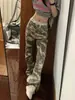 Jeans camuflados lavados de alta calle americanos para hombre, pantalones con vibra de moda de otoño, corte slim, adelgazantes, de pierna recta ligeramente acampanada
