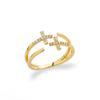 Anillo Creativo de Doble Capa con Marco Cruzado Transfronterizo para Mujer con Circonita Microincrustada Estilo Lujo Ligero Japonés-Coreano Apertura Ajustable en stock