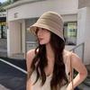 Chapéu de pescador primavera e verão novo chapéu de balde vazado feminino moda coreana malha cor sólida retrô temperamento que rejuvenesce chapéu de sol