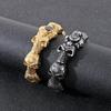 Pulseira de Cabeça de Fantasma Exagerada Escura Conjunto Rock Europeu e Americano Zircônia Preta Caveira Gótica Aço Titânio Pulseira Aberta Masculina