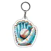Llavero de Acrílico de Béisbol de Helado Colorido Transfronterizo Colgante de Cono Arcoíris Lindo Regalo Pequeño