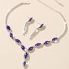 Conjunto de Collar y Pendientes Europeos y Americanos de Moda Transfronteriza con Incrustaciones de Diamantes Sencillos, Conjunto Moderno de Pendientes y Collar de Novia Estilo Europeo y Americano