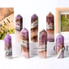 Amatista Ágata Natural Prisma Hexagonal Piedra Cruda Pulida Prisma Hexagonal de Punta Única Columna de Ágata Morado Adorno de Escritorio Venta Directa de Fábrica