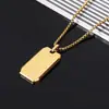 Colgante biselado personalizado de acero de titanio de alta gama europeo y americano transfronterizo para hombre, se puede grabar con logo, collar de acero inoxidable